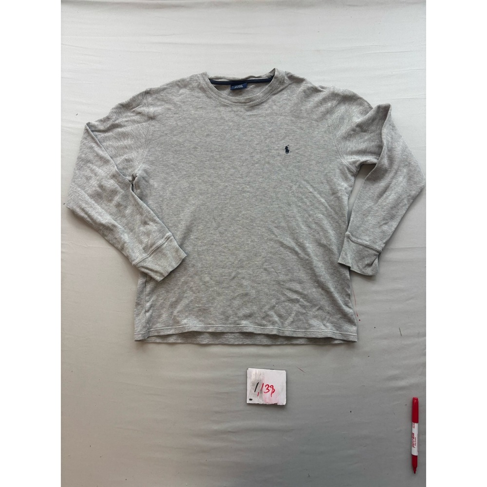 Polo Ralph Lauren Mens Gray Waffle Knit Thermal Long Sleeve Sleepwear Shirt L